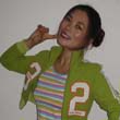 sportswear - green jersey with striped shirt